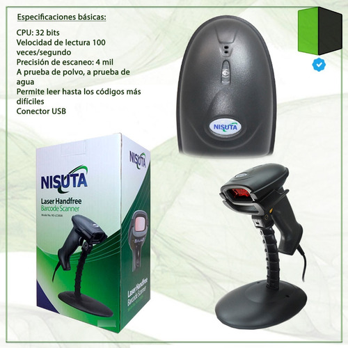 LECTOR DE CODIGOS DE BARRA USB C/BASE INCORP PROCESADOR 32 BIT (SCANER)   N